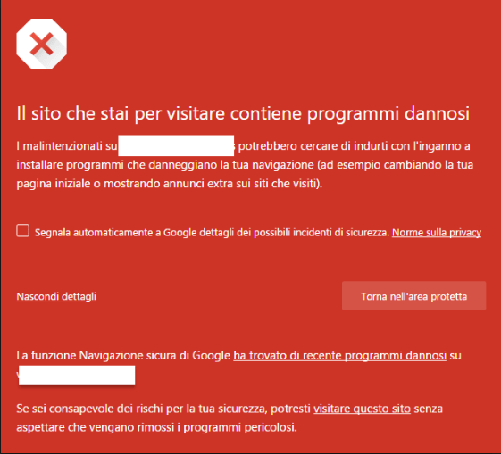 sito contiene programmi dannosi