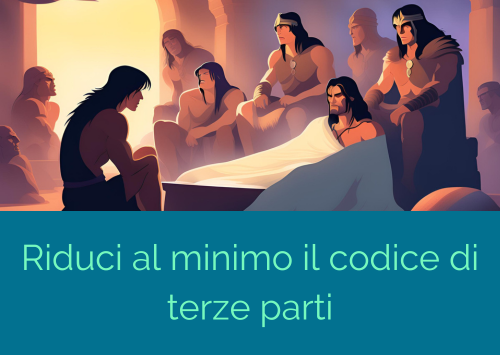 riduci codice terze parti Illustrazione che mostra un gruppo di barbari che riduce la propria cerchia, la scena ricorda il film Conan il barbaro
