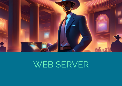 web server Illustrazione che mostra un manager con cappello da sceriffo che amministra una web farm 