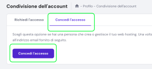 Concessione dell'accesso al tuo account Hostinger